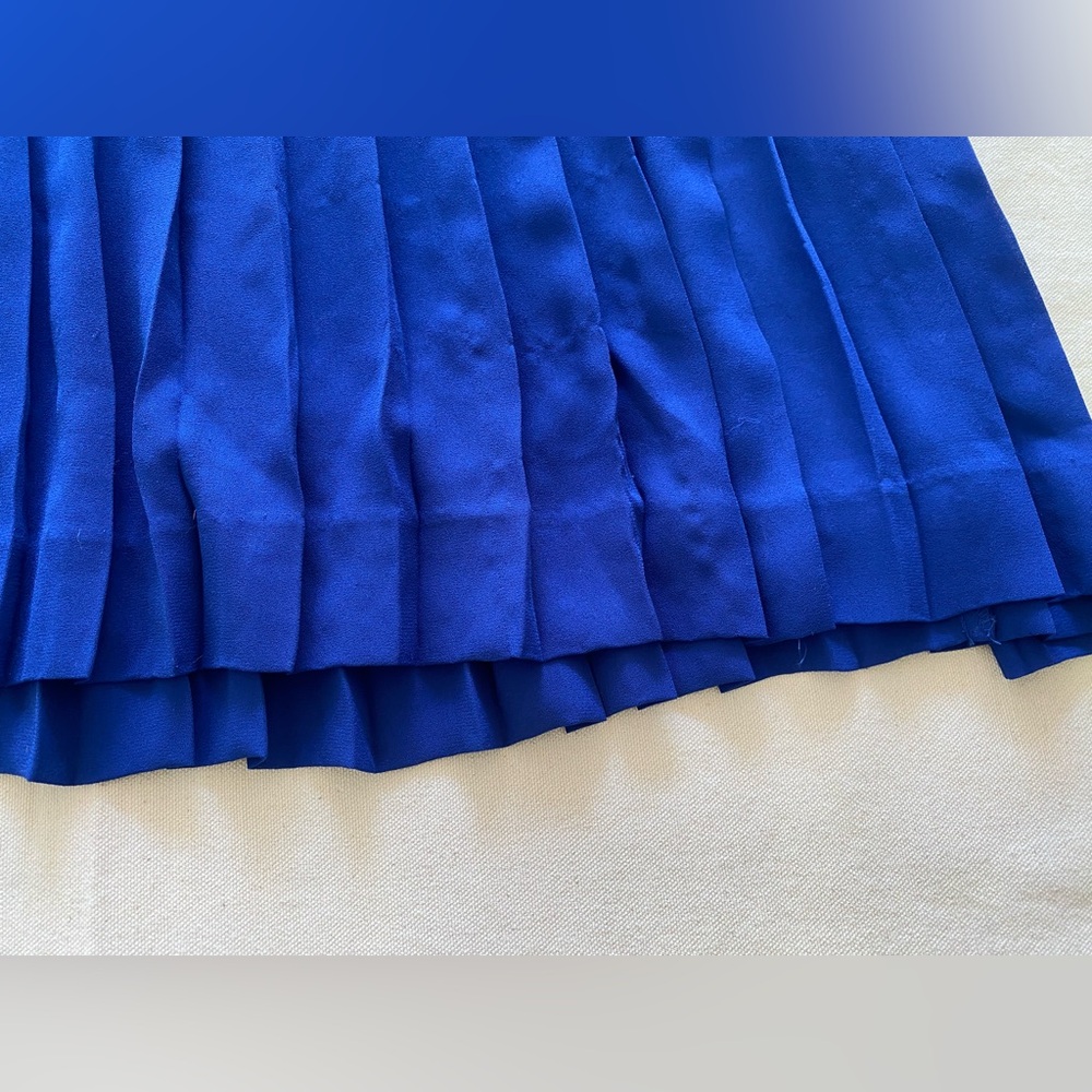 Liz Roberts Blue and White Pleated Flowy Dress Sailor Moon Style 16 Vintage - Picture 8 of 9